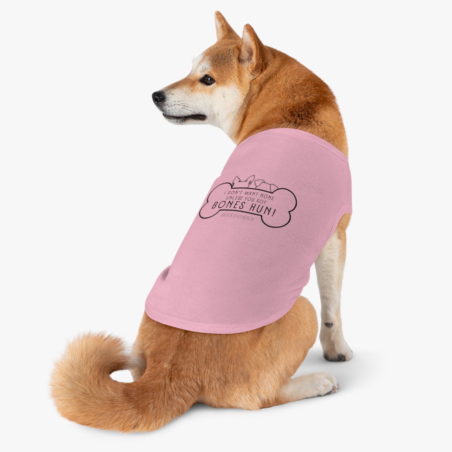 I don't want non unless you got bones, hun! | Pet Tank Top (White, Pink & Gray)